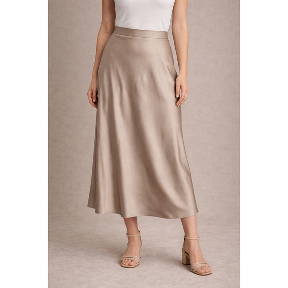 J.Crew Dresses & Skirts - J.Crew Satin Slip Midi Skirt Womens Size Large Taupe Gwyneth Capsule Minimalist